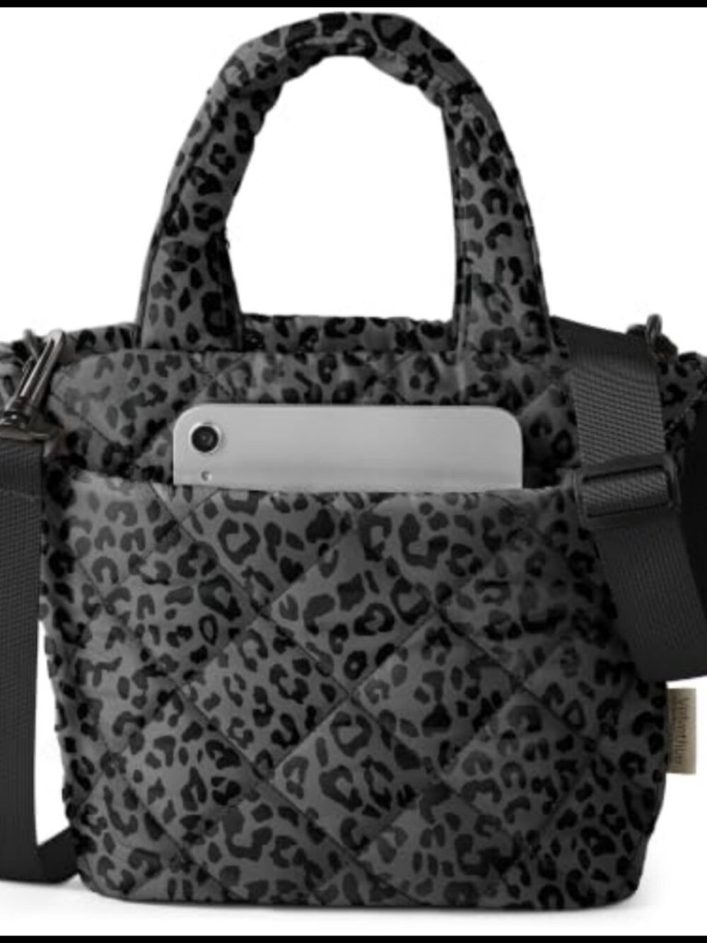 Quilted Puffer Crossbody Tote Bag with Zipper Detachable Strap